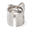 Brass Micro Pave Cubic Zirconia Bowknot Open Cuff Wide Rings for Women RJEW-B057-03P-3