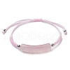 Curved Rectangle Natural Rose Quartz Adjustable Nylon Cord Braided Bead Bracelets for Women Men BJEW-JB10280-01-1