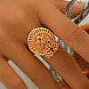 Brass Micro Pave Cubic Zirconia Geometric Adjustable Finger Rings for Women FR4492-2-3