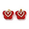 Butterfly with Heart Shape Resin & Rhinestone Pendant KK-C037-15G-2