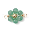 7Pcs 7 Styles Natural Carnelian & Topaz Jade & Amethyst & Rose Quartz & Green Aventurine & Lapis Lazuli & Flower Amazonite & Brass Round Beaded Flower Connector Charms PALLOY-JF03465-3