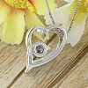 Heart Real Platinum Plated Brass Cubic Zirconia Pendants ZIRC-R014-78-2