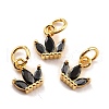 Brass Cubic Zirconia Charms KK-A156-02G-RS-2