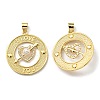 Brass Cubic Zirconia with Plastic Pearl Pendants KK-K341-20G-2
