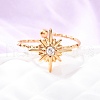 304 Stainless Steel Rhinestone Cuff Rings RJEW-D306-23G-1