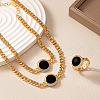 Alloy Enamel with Crystal Rhinestone Curb Chain Necklaces & Bracelets & Rings Sets FS-WG6B7CA-01-3
