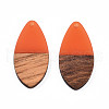Transparent Resin & Walnut Wood Pendants RESI-N025-032-C07-1