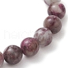 8mm Round Natural Plum Blossom Tourmaline Beaded Stretch Bracelets for Women Men BJEW-JB10468-4