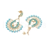 Glass Twisted Bugle Beaded Dangle Stud Earrings EJEW-MZ00365-4