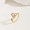 Brass Micro Pave Cubic Zirconia Double Layer Finger Rings IQ6889-5-1