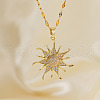 Vintage Elegant Brass Micro Pave Cubic Zirconed Sunflower Pendant Necklaces HC3045-5