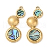 304 Stainless Steel Natural Paua Shell Pendants STAS-L288-10G-01-2
