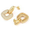 Square Clear Cubic Zirconia Dangle Earrings EJEW-Q387-06G-2