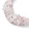 Natural Rose Quartz Chips Beaded Bracelets BJEW-TA00424-3