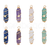 SUPERFINDINGS 16Pcs 8 Styles Natural Mixed Gemstone Copper Wire Wrapped Pointed Pendants FIND-FH0009-12-1