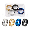4Pcs 4 Colors Stainless Steel Grooved Finger Ring Settings STAS-TA0002-14A-2