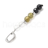 Faceted Round Natural Quartz Crystal & Labradorite & Black Spinel Beaded Pendants PALLOY-JF03529-08-3