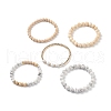 5Pcs 5 Style Natural Wood & Howlite Round Beaded Bracelets Set BJEW-JB08820-4