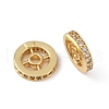 Flat Round Brass Micro Pave Clear Cubic Zirconia Beads KK-R224-13G-01-2