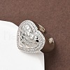 Heart Brass Micro Pave Cubic Zirconia Cuff Rings for Women RJEW-A069-08P-2