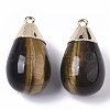 Top Golden Plated Natural Tiger Eye Pendants G-T131-02A-2