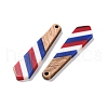 Independence Day Opaque Striped Resin & Walnut Wood Pendants RESI-U010-02C-2