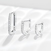 3 Pcs Elegant 925 Sterling Silver Clear Cubic Zirconia Oval & U-Shaped Hoop Earrings UO7347-2-2