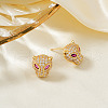Fashionable Brass Cubic Zirconia Leopard Stud Earrings PP8335-5