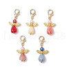 Glass Pearl & Resin Flower Rose Angel Pendant Decorations HJEW-JM03121-01-2
