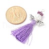 Glass Pearl Round Beaded with Polycotton Tassel Big Pendants PALLOY-MZ00612-01-4