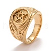 Ion Plating(IP) 304 Stainless Steel Pentagram Chunky Finger Ring for Women RJEW-A005-03G-1