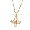 Flower Brass Pave Clear Cubic Zirconia Pendant Necklaces NJEW-JN05286-2