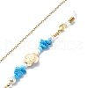 Synthetic Turquoise Tortoise & Glass Seed Beaded Eyeglasses Chains AJEW-EH00394-02-3