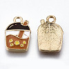 Light Gold Plated Alloy Enamel Pendants X-ENAM-T009-75-RS-3