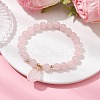 Natural Rose Quartz Stretch Bracelets with Teardrop Charms for Women BJEW-JB10110-04-2