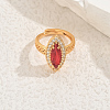 Brass Micro Pave Cubic Zirconia Adjustable Fingers Ring for Women TC6550-1-2