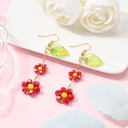 Electroplate Glass Dangle Earrings EJEW-TA00652-02-1