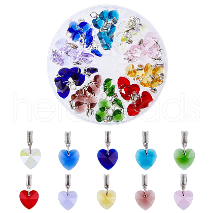 Faceted Glass Heart Pendants PALLOY-PH01484-1