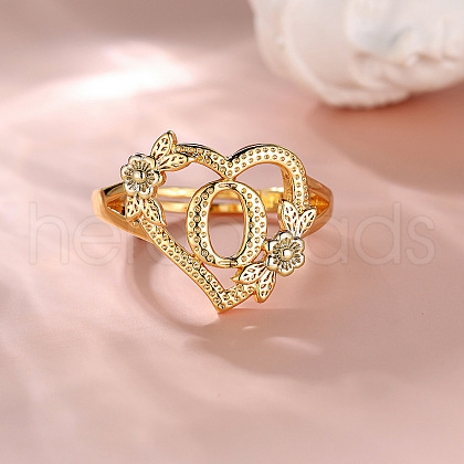 Heart with Flower Hollow Out Brass Finger Rings FS-WG99C3E-15-1