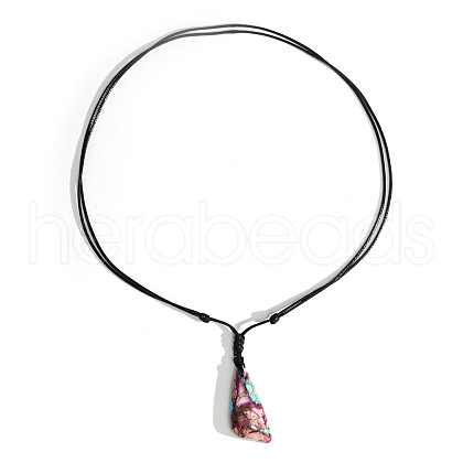 Irregular Left Slant Dyed Natural Imperial Jasper Pendant Necklaces TF0579-1-1