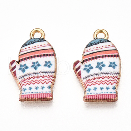 Winter Theme Alloy Printed Pendants PALLOY-D581-01G-1
