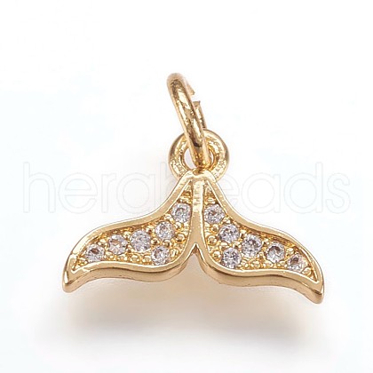 Brass Micro Pave Cubic Zirconia Charms Pendants ZIRC-K070-36G-1