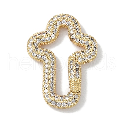 Rack Plating Brass Micro Pave Cubic Zirconia Twister Clasps KK-NH0002-13G-01-1