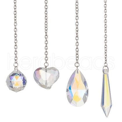 Round & Heart & Teardrop & Cone Glass Pendant Decoraiton HJEW-JM02271-1