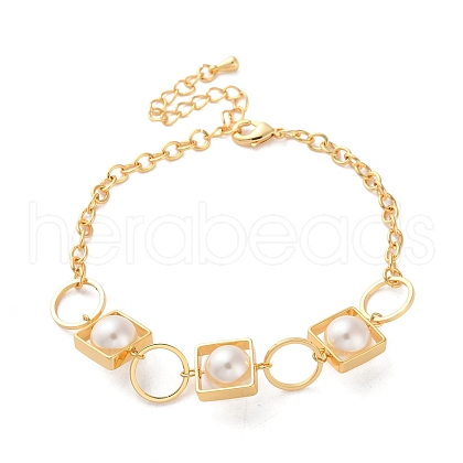 Brass Link Bracelets for Women BJEW-P342-14G-1