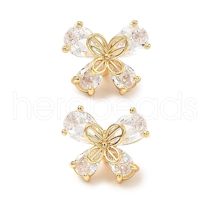 Brass Micro Pave Clear Cubic Zirconia Charms KK-A259-25A-G-1