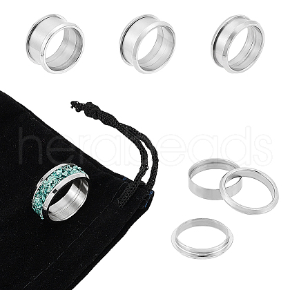 Unicraftale 3Pcs 3 Size 304 Stainless Steel Grooved Finger Ring Settings STAS-UN0057-11A-1