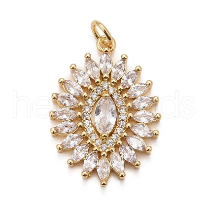 Rack Plating Brass Clear Cubic Zirconia Pendants KK-M229-34G-1