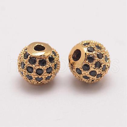 Brass Micro Pave Cubic Zirconia Beads ZIRC-E110-02G-1
