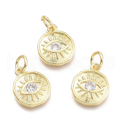 Brass Micro Pave Cubic Zirconia Pendants KK-P187-17A-G-1